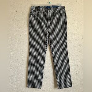 Talbots Women's High Waist Straight Leg Pants Size 10 Black White Checks Cotton